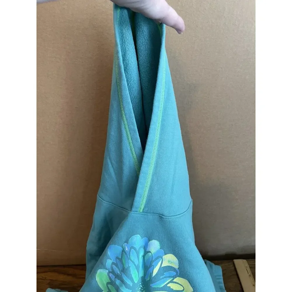 Lands'‎ End Girls Size M 8 Pullover Teal-Green Sweatshirt Hoodie Elastic Waist